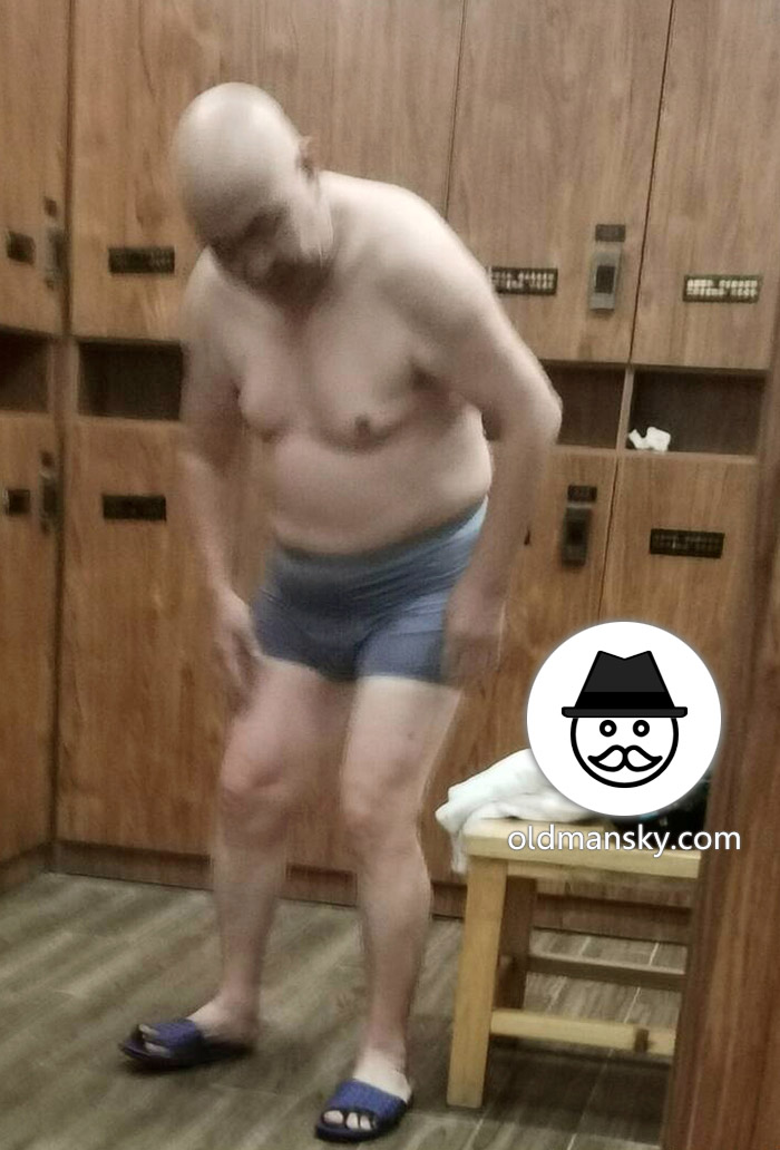 Old man was changing clothes in the public locker room